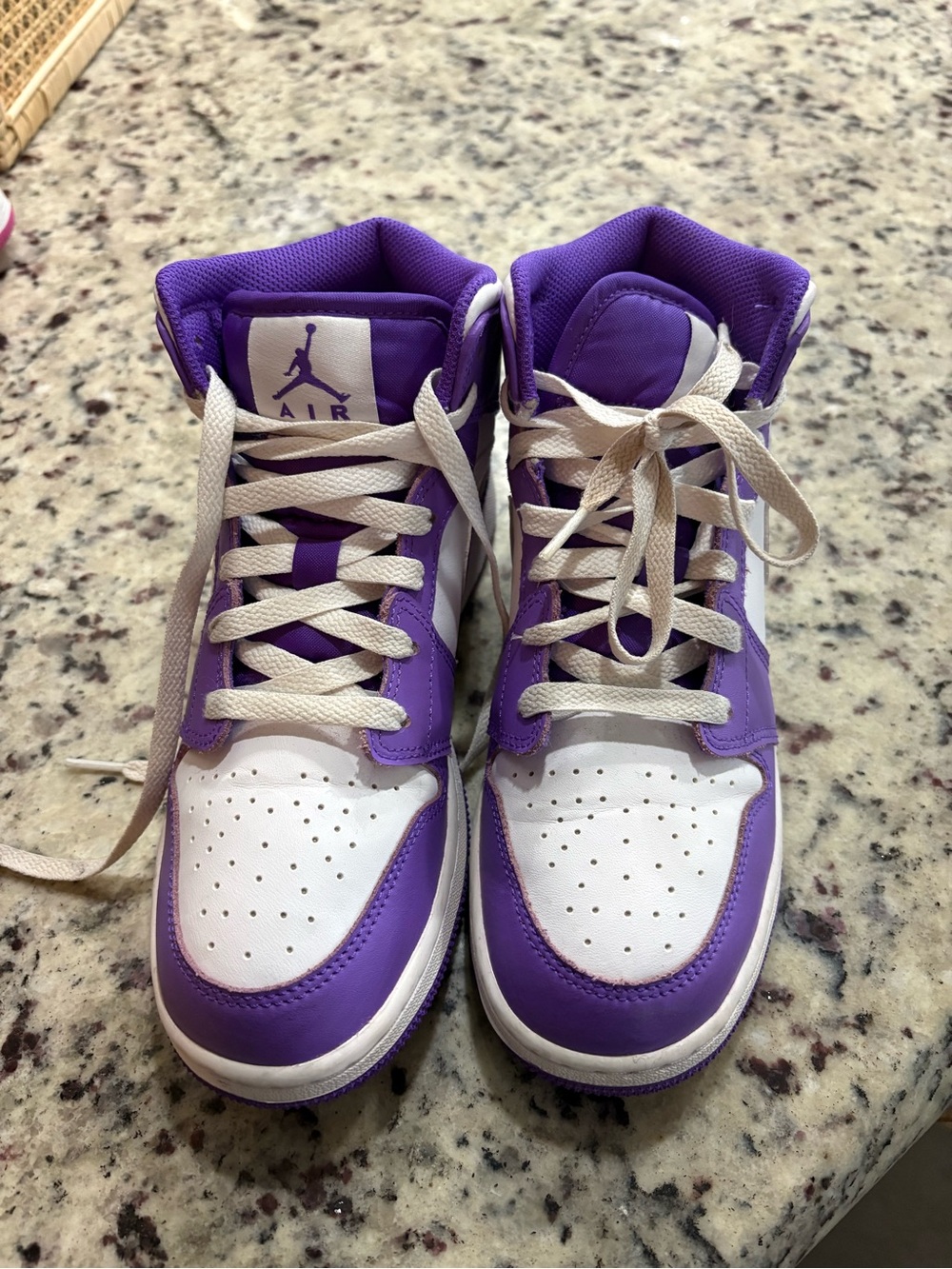 Jordan Kids High-Top Sneakers in Purple and White